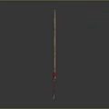 Red Garden Fork With Wooden Handle And Three Tines For Plant Care