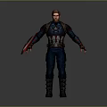 Captain America Character In Blue Uniform With Star Emblem And Shield