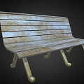 Classic Wooden Outdoor Bench Featuring Weathered Slatted Design And Sturdy Legs