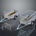Two Heavy Duty Utility Trailers with Metal Frame Mesh Sides and Wooden Floor