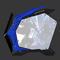 Modern Blue Futuristic Gaming PC Case With Game Theme Panel And RGB Lighting