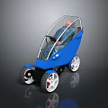 Blue Small Concept Car With Transparent Canopy Single Seat And White Wheels