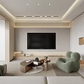 Elegant Modern Living Dining Room Interior With Sofa Armchair And Coffee Table