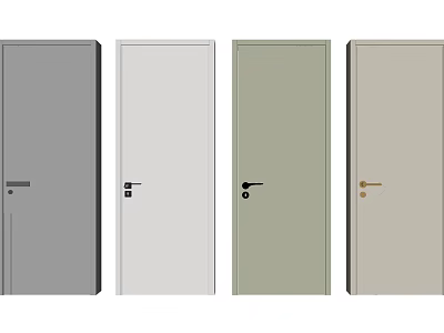 Various Colored Hinged Door Designs With Classic Handles And Smooth Surfaces 3d model