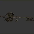 Vintage Bronze Key Shaped Sculpture With Decorative Gears And Intricate Details