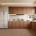 Modern Kitchen Interior Design With Wooden Cabinets Island Counter And Appliances