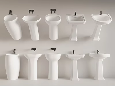 White Urinals With Various Modern Design Styles And Shapes For Product Collection 3d model