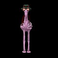 Cartoon Anthropomorphic Purple Character With Green Red Hat Glasses And Long Slender Legs 3d model