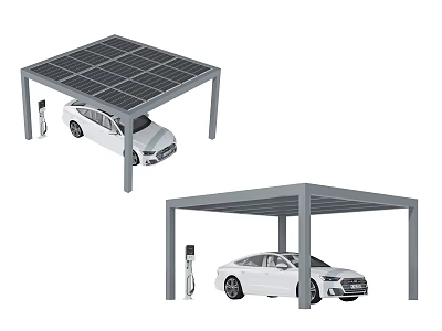 Solar Carport With Solar Panels For Electric Car Charging Setup 3d model