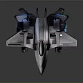 Futuristic Fighter Jet Model With Sleek Metallic Body And Blue Accent Lights