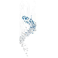 Decorative Blue And Transparent Glass Block Chandelier Hanging On Black Background