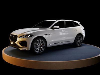 White Jaguar SUV With Modern Design Sleek Exterior On Circular Display Platform 3d model