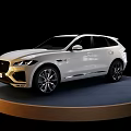White Jaguar SUV With Modern Design Sleek Exterior On Circular Display Platform