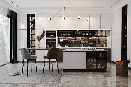 Light Luxury Kitchen Open Kitchen 3d model