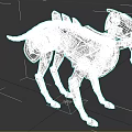 Futuristic Black Gold Mechanical Creature Dog Like Structure Red Joint Accents Helmet Head Design