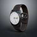 Classic Watch With Brown Leather Strap And White Dial Black Numbers Yellow Hands