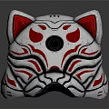 White Hat With Red Black Patterns Yellow Circular Accent And Cat Tiger Face Design 3d model
