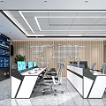Modern Monitoring Room Interior With Control Desks Multiple Screens And Workstations