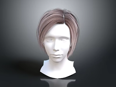 Game and Movie Character 3D Head Model With Stylized Light Brown Short Hair 3d model