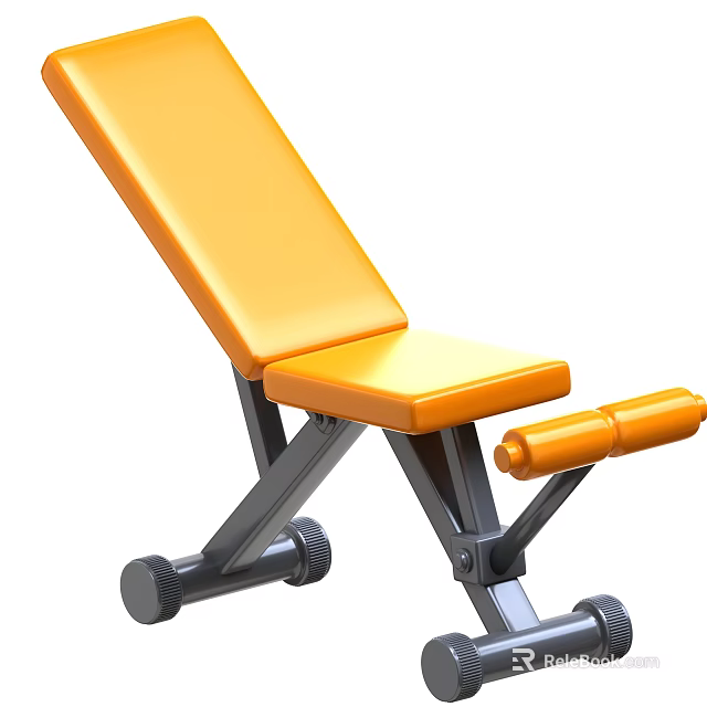 Orange Adjustable Exercise Bench With Metal Frame And Rolling Wheels 3d model 