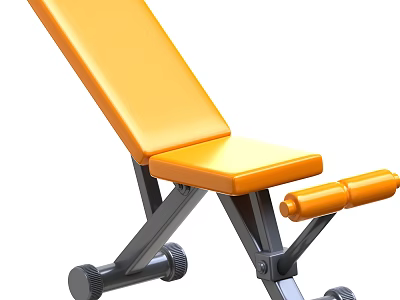 Orange Adjustable Exercise Bench With Metal Frame And Rolling Wheels 3d model