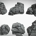 Natural Stone Rock Varieties with Different Shapes and Textures on 3d model