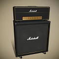 Marshall Black Stacked Amplifier Speaker Cabinet With Control Panel And Vintage Design 3d model