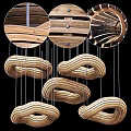 Modern Artistic Wooden Curved Loop Chandelier With Unique Ring Shaped Structure 3d model