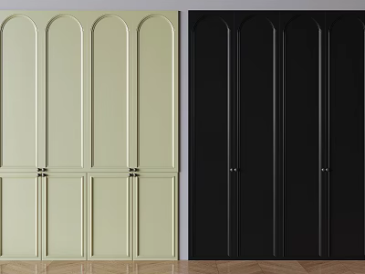 Elegant Modern Arched Wardrobe Doors in Light Green and Black 3d model