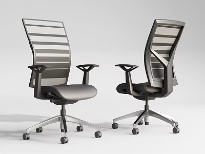 Modern Office Chair With Mesh Back Armrests Five Star Base And Rolling Wheels 3d model