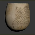 Beige Pottery Jar With Intricate Surface Patterns And Rounded Shape For Daily Use