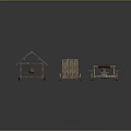 Ancient Wooden Military Vehicles Featuring Catapult Cart And Siege Tools