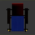 Modern Colorful Wooden Chair With Red Backrest Blue Seat Cushion Black Frame And Yellow Accents