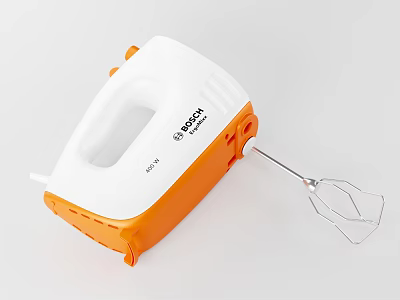 Bosch White And Orange Hand Mixer Kitchen Appliance With Stainless Steel Beaters 3d model
