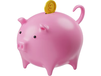 Decorative Ornament Set Featuring Pink Piggy Bank And Gold Coin Accent Piece 3d model