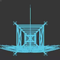 Outdoor Black Metal Windmill With Rotating Blades And Sturdy Metal Stand