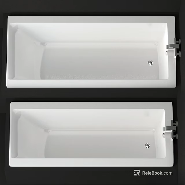 Modern White Rectangular Bathtub Design With Chrome Faucet And Sleek Surface 3d model