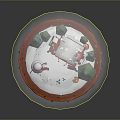 Winter Snow Globe Scene With Small House Snowman Christmas Trees And Orange Base