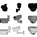 Various Security Surveillance Cameras With Dome Bullet And Hemisphere Designs 3d model
