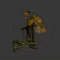 Anthropomorphic Tree Creature With Yellow Leaves Tree Trunk Body And Green Limbs