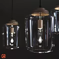 Modern Transparent Glass Pendant Lights With Wooden Top And Exposed Bulb Design