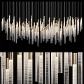 Modern Slender Transparent Glass Chandelier Design With Hanging Crystal Strips And Warm Light