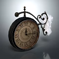 Vintage Decorative Clock with Roman Numeral Dial and Ornate Metal Frame Feather Accent