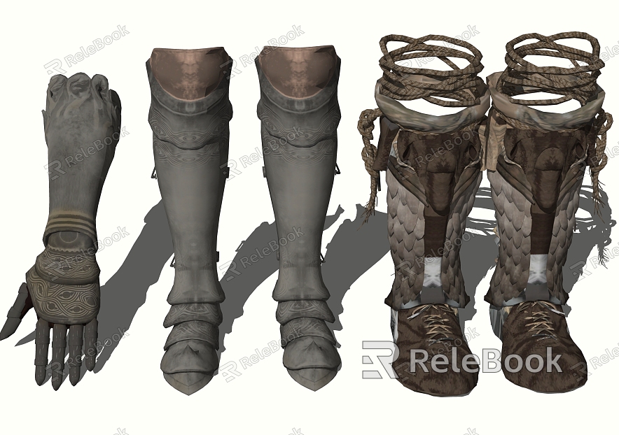 ancient war boots gloves shoes model