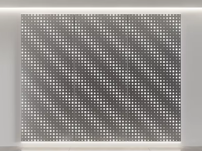 Gray Perforated Wall Panel With Small Circular Holes For Interior Decoration 3d model