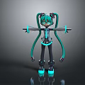 Anime Game Character With Turquoise Twin Tails Futuristic Techwear And Neon Glowing Accents