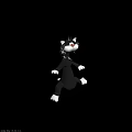 Playful Cartoon Reptile Character With Black Body White Paws And Red Nose Standing