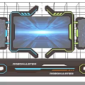 Robomaster Advanced Tech Interface With Blue Glowing Screen Digital Elements And Geometric Design