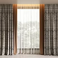 Modern Geometric Pattern Curtains With Sheer Layer For Window Outdoor View