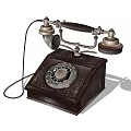 Vintage Telephone With Rotary Dial Wooden Base And Classic Retro Design